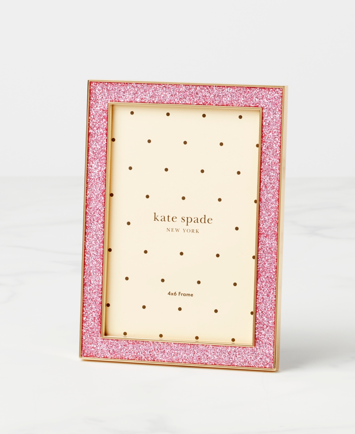 Shop Kate Spade Sitting Pretty Pink Glitter Frame, 4"x 6" In Gold Plated