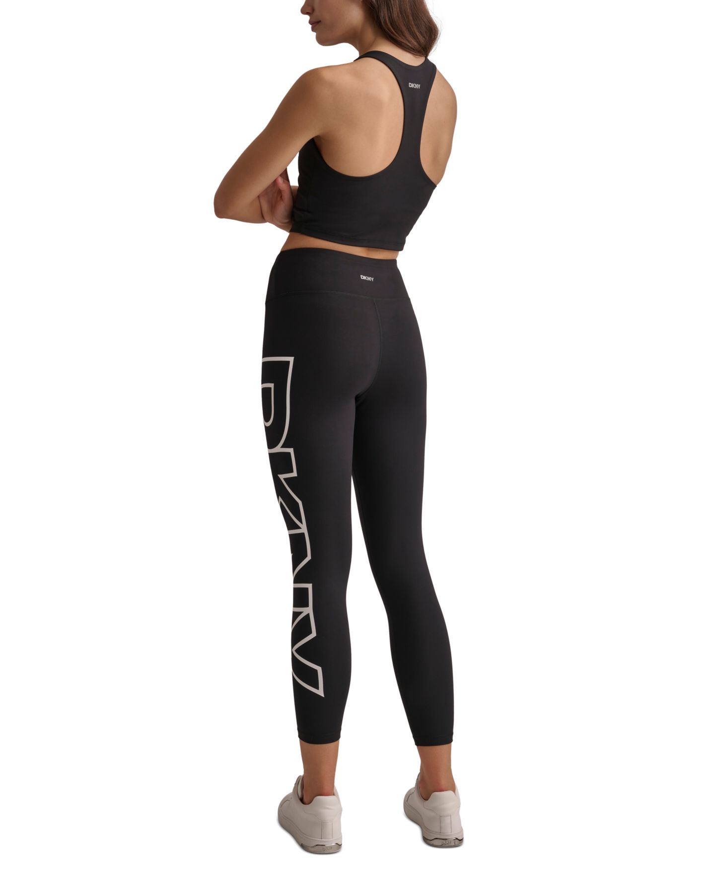 Женские леггинсы DKNY Sport High-Rise Logo Graphic 7/8 Leggings, цвет: Чёрный / Белый — фото 6