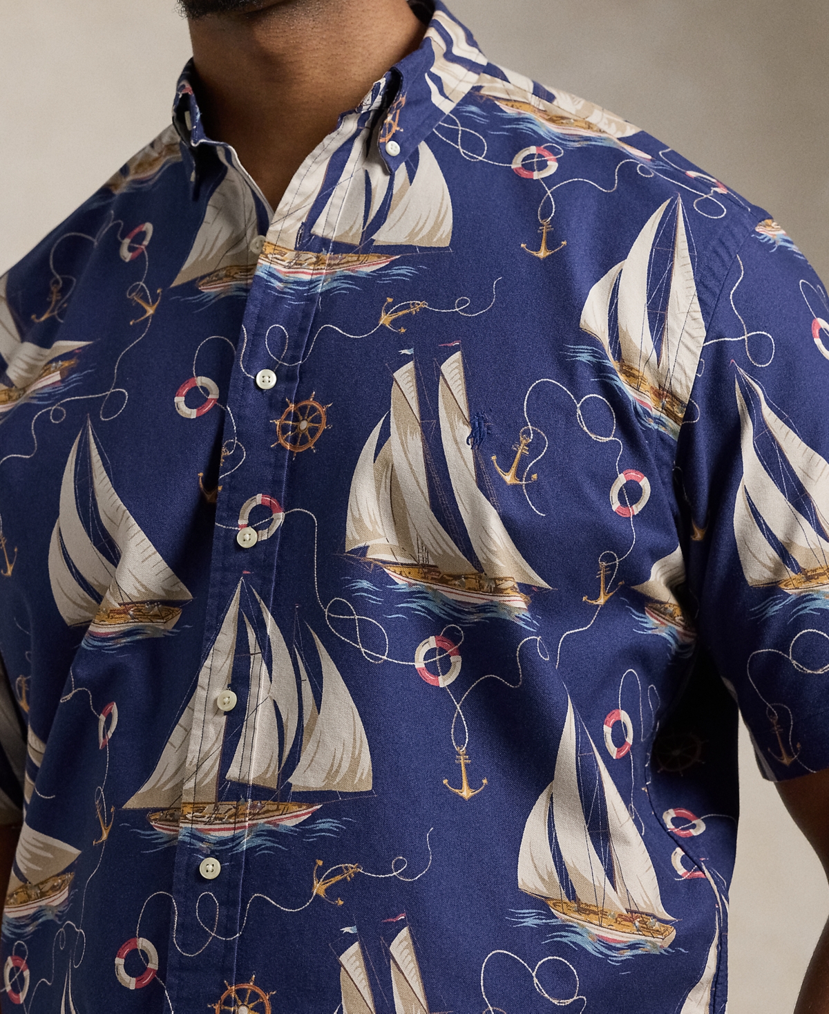 Polo Ralph Lauren Men's Big & Tall Nautical-Print Oxford Shirt
