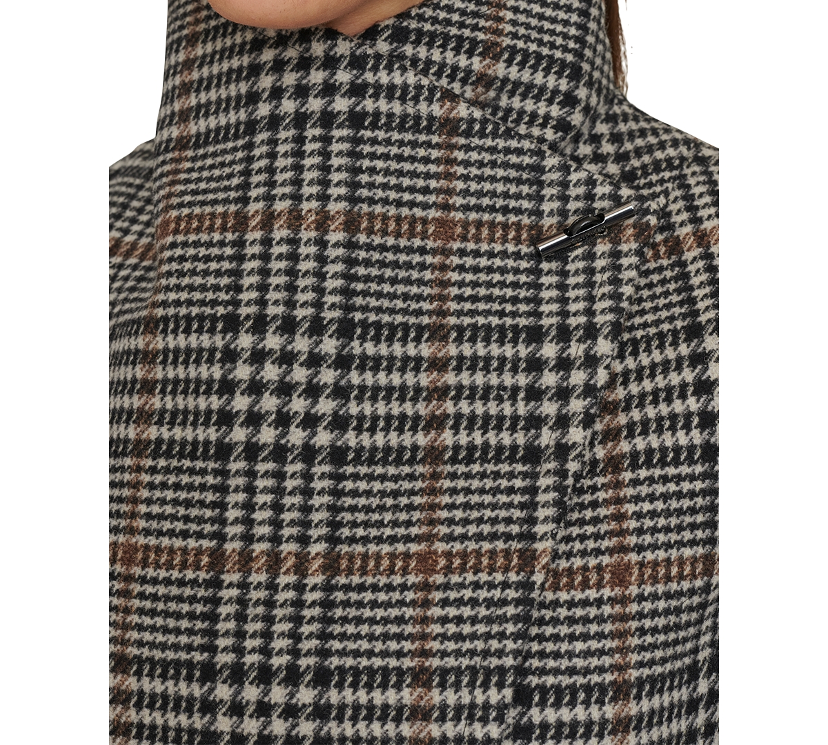 Calvin Klein Womens Asymmetrical Belted Wrap Coat, Created For Macys In Black,brown