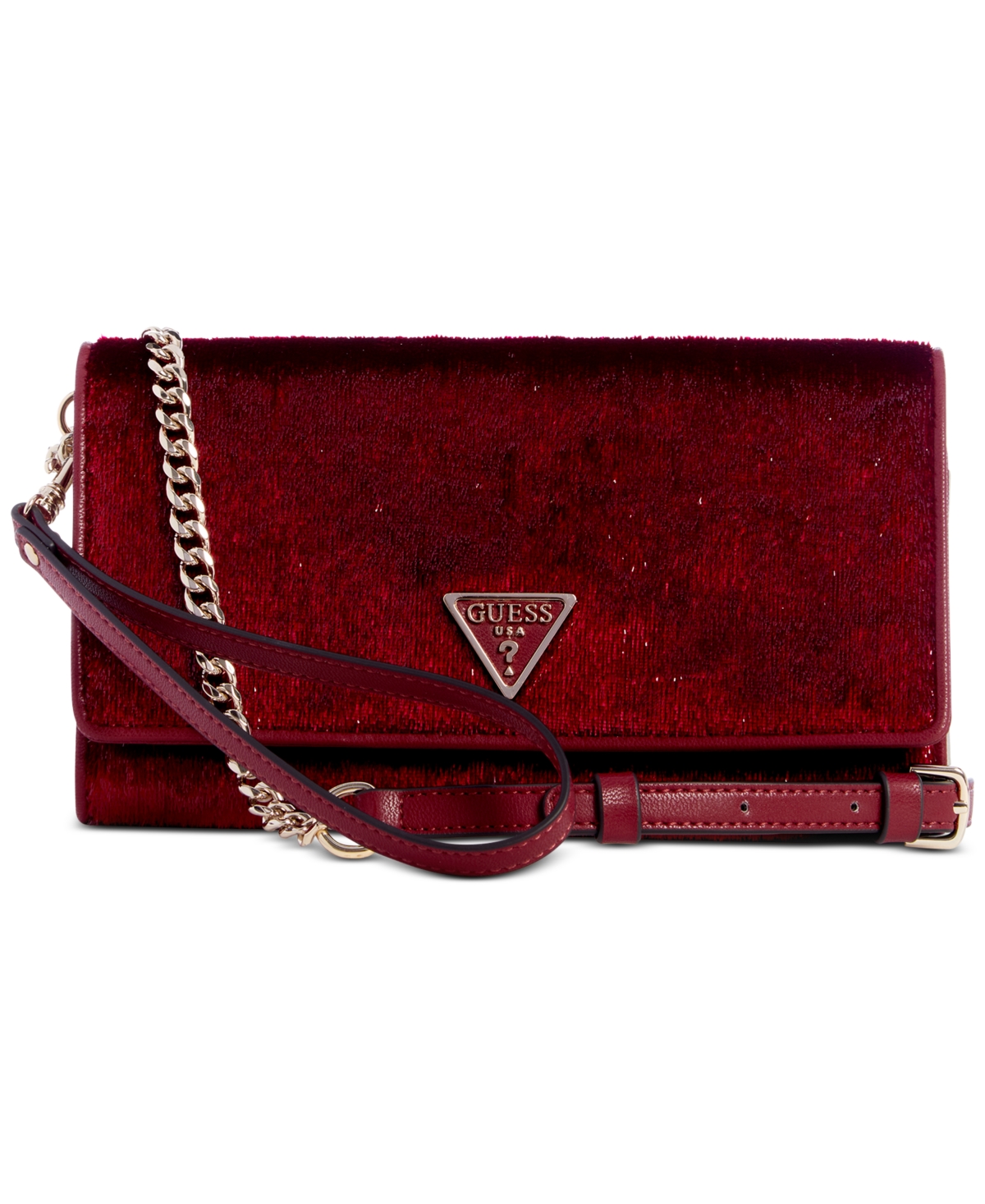 Glimmer Velvet Flap Clutch, Created For Macy's - Claret