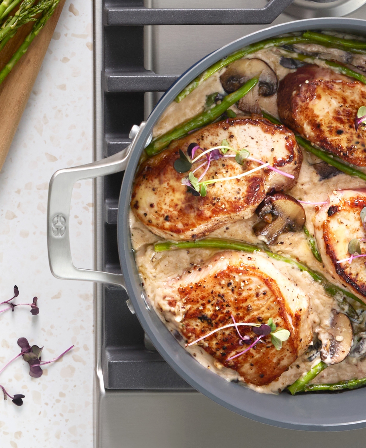 Calphalon Premier Ceramic Nonstick 7-qt. Dutch Oven With Lid In Mushroom Grey