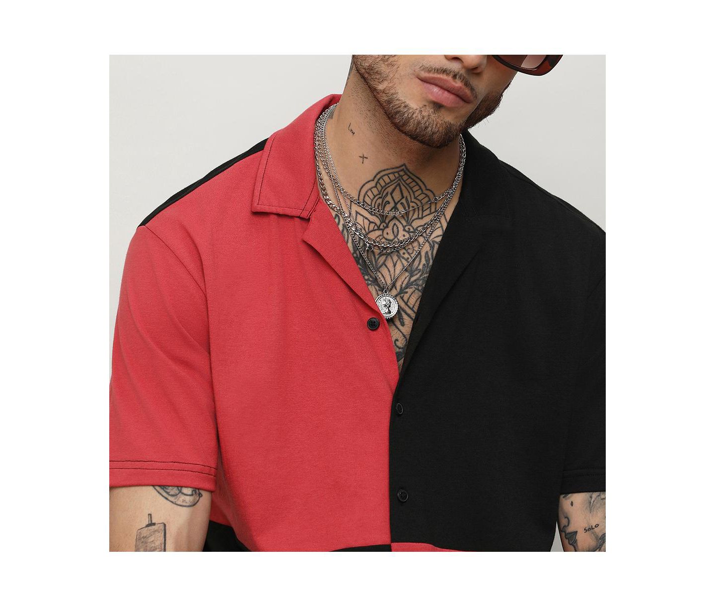 Мужская рубашка Cahoot Campus Sutra Crimson Red & Jet Black Maxi Checkers, цвет: Чёрный — фото 6