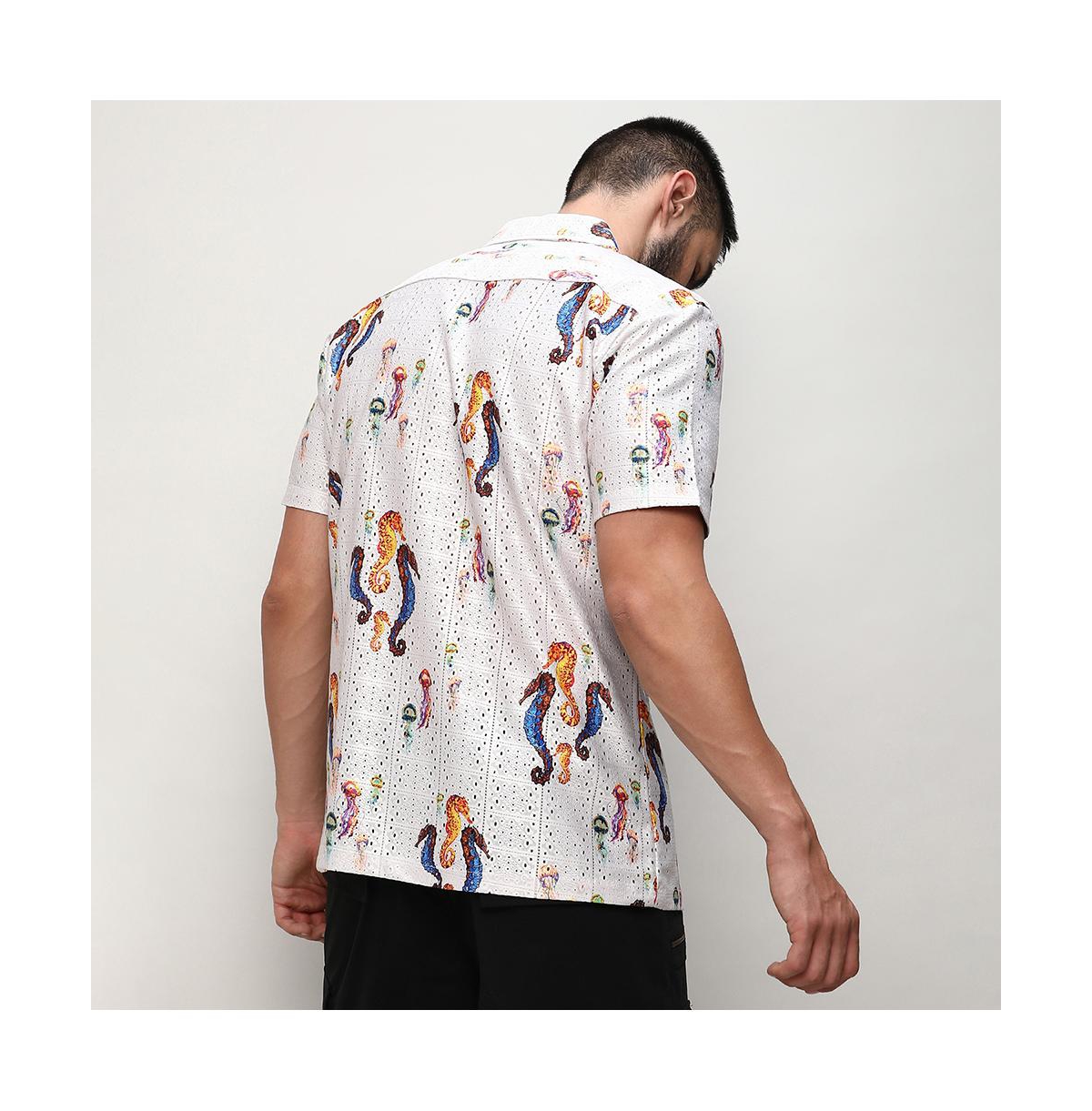 Campus Sutra Men's Multicolour Mesh Seahorse Shirt