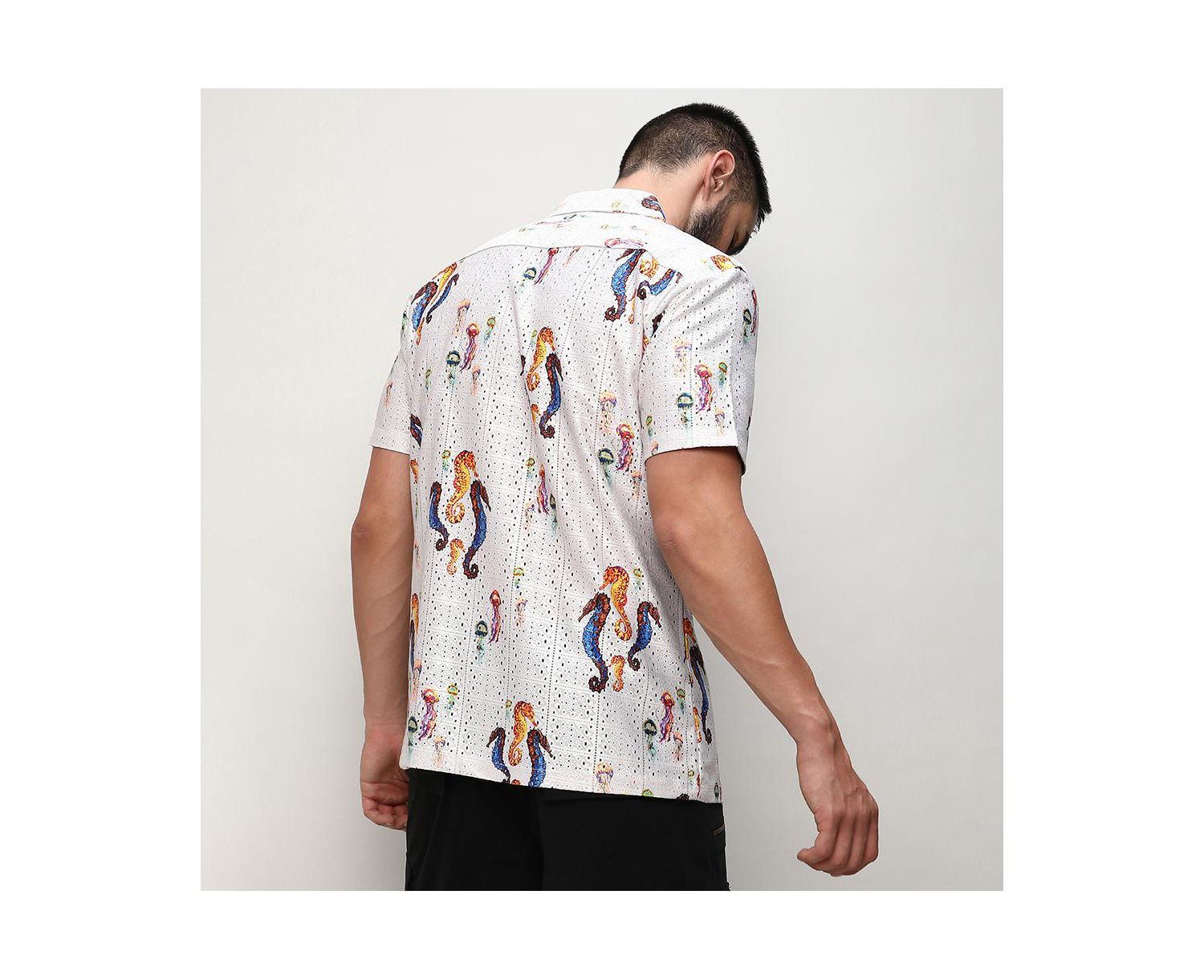 Men's Multicolour Mesh Seahorse Shirt