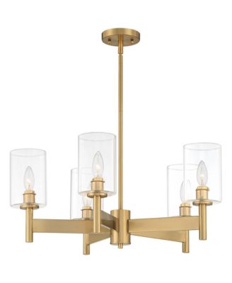 Lantico Gold Pendant Chandelier 24 1/2" Wide Modern Clear Glass 5-Light Fixture for Dining Room House Foyer Kitchen Island Bedroom