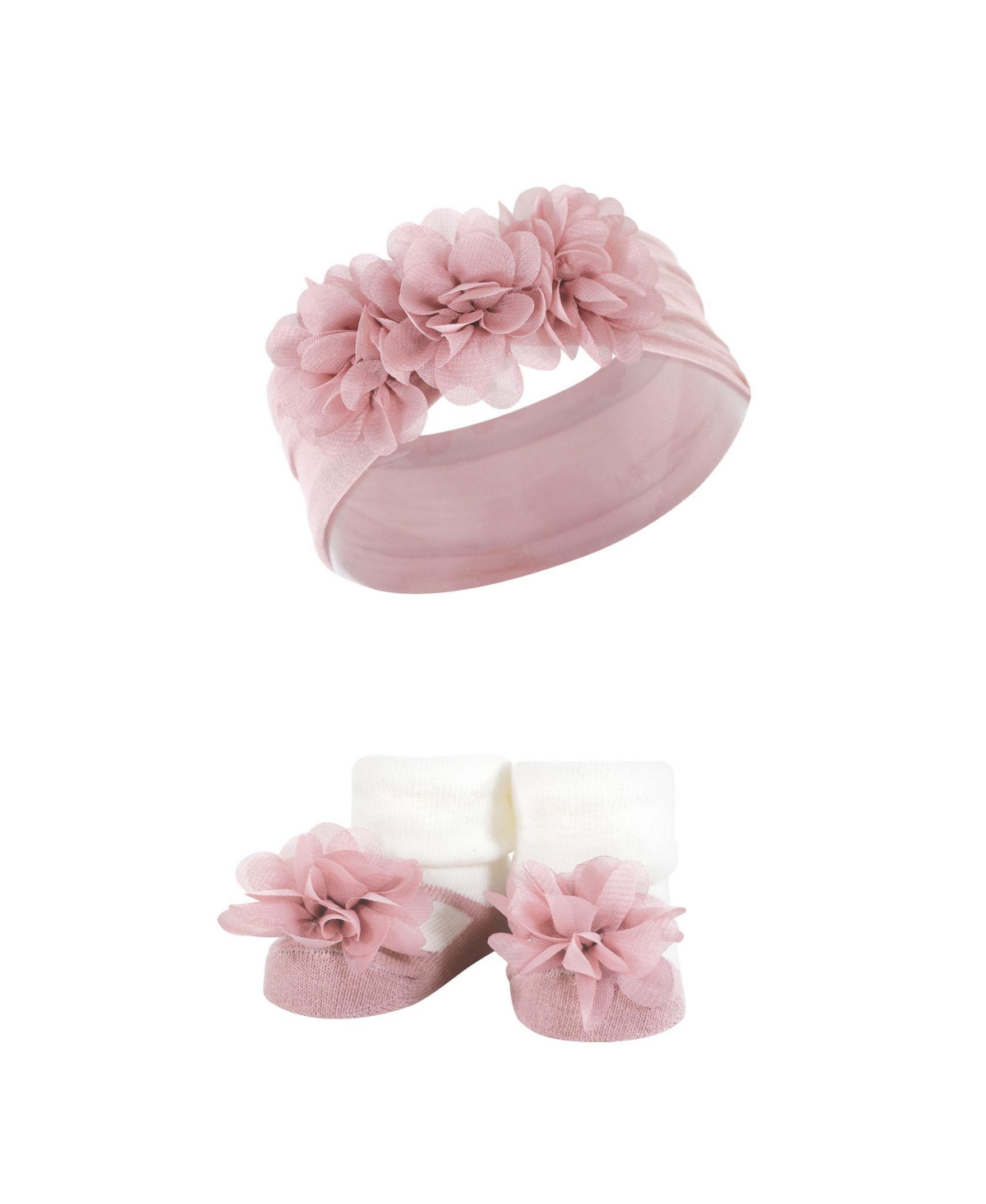 Hudson Baby Baby Girls Headband and Socks Giftset, One - Burgundy blush