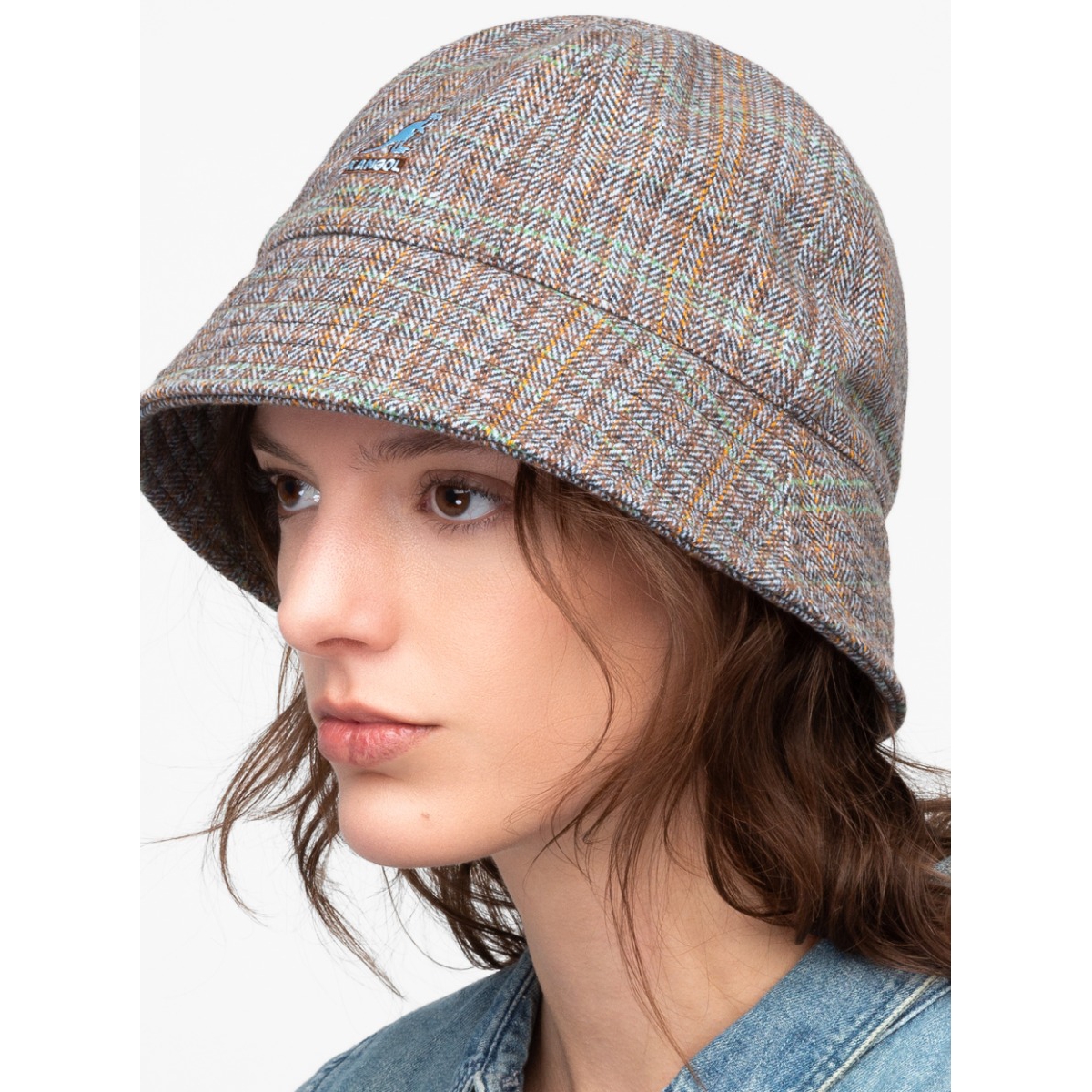 Kangol Men's Warped Herringbone Dome Hat Bucket Hat -light blue