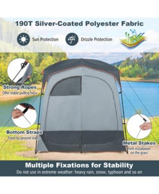 2 Rooms Oversize Privacy Shower Tent with Removable Rain Fly and Inside Pocket