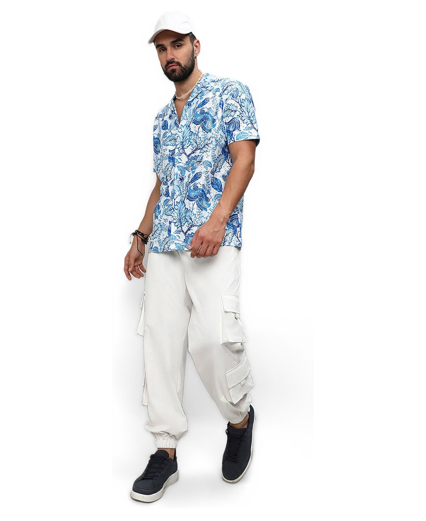 Мужская рубашка Cahoot Campus Sutra Chalk White:Indigo Blue Mesh Foliage, цвет: Белый — фото 3