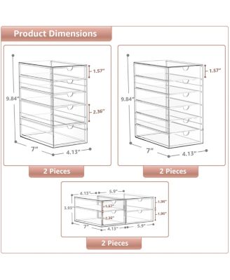30 Drawers Acrylic Organizer for Makeup, Organization and Storage, Art Supplies, Jewelry, Stationary - 6 Pcs Clear Stackable Storage Drawers