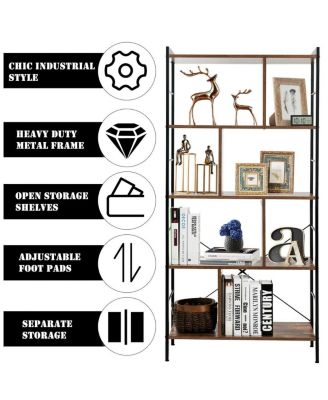 4-Tier Industrial Freestanding Bookshelf with Metal Frame