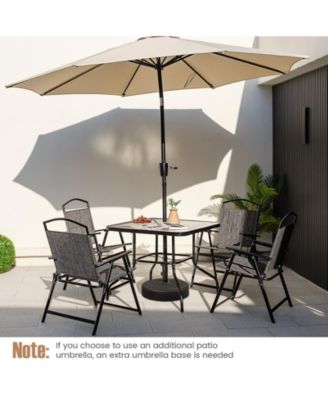34 Inch Outdoor Dining Table Square Tempered Glass Table with 1.5 Inch Umbrella Hole