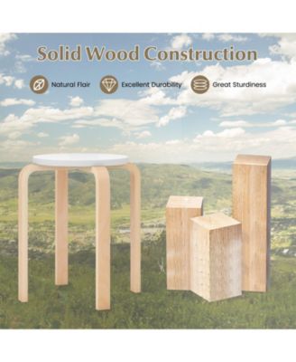 Set of 4 Bentwood Stackable Stools Dining Stools with Round Tops