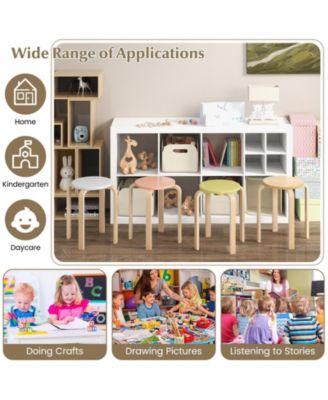 Set of 4 Bentwood Stackable Stools Dining Stools with Round Tops