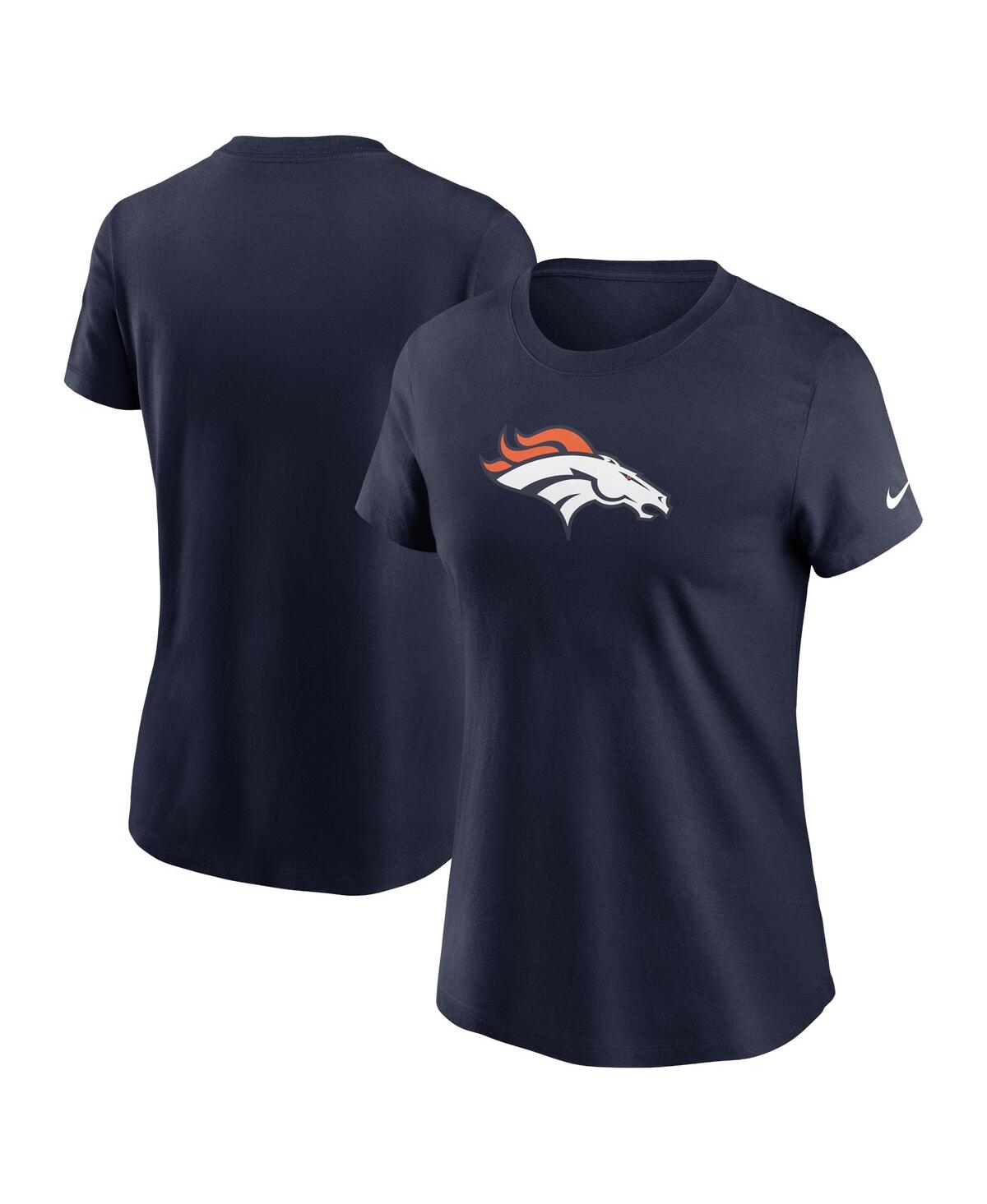 Nike Women's Navy Denver Broncos Primary Logo T-shirt In Navy