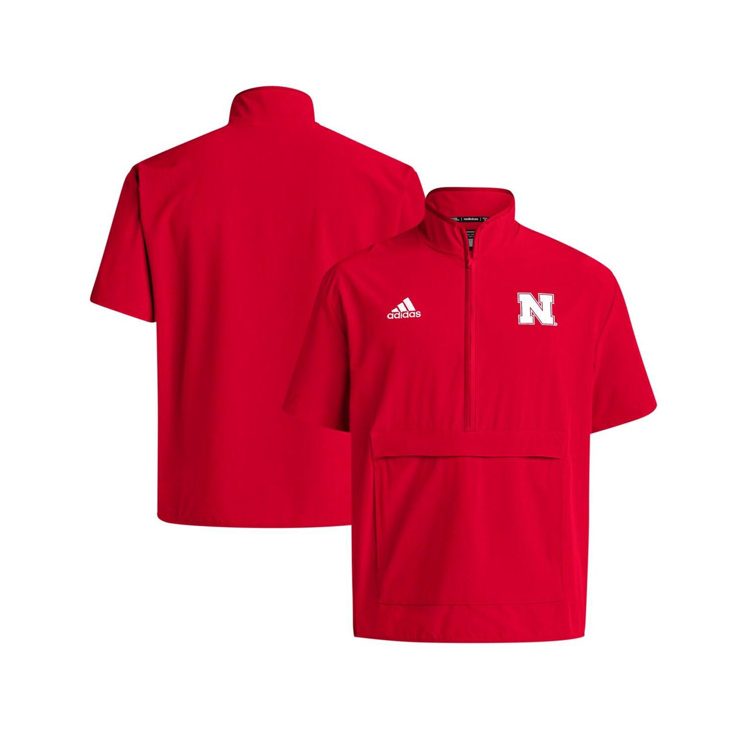 Men's Scarlet Nebraska Huskers Coaches Sideline Half-Zip Short Sleeve Jacket