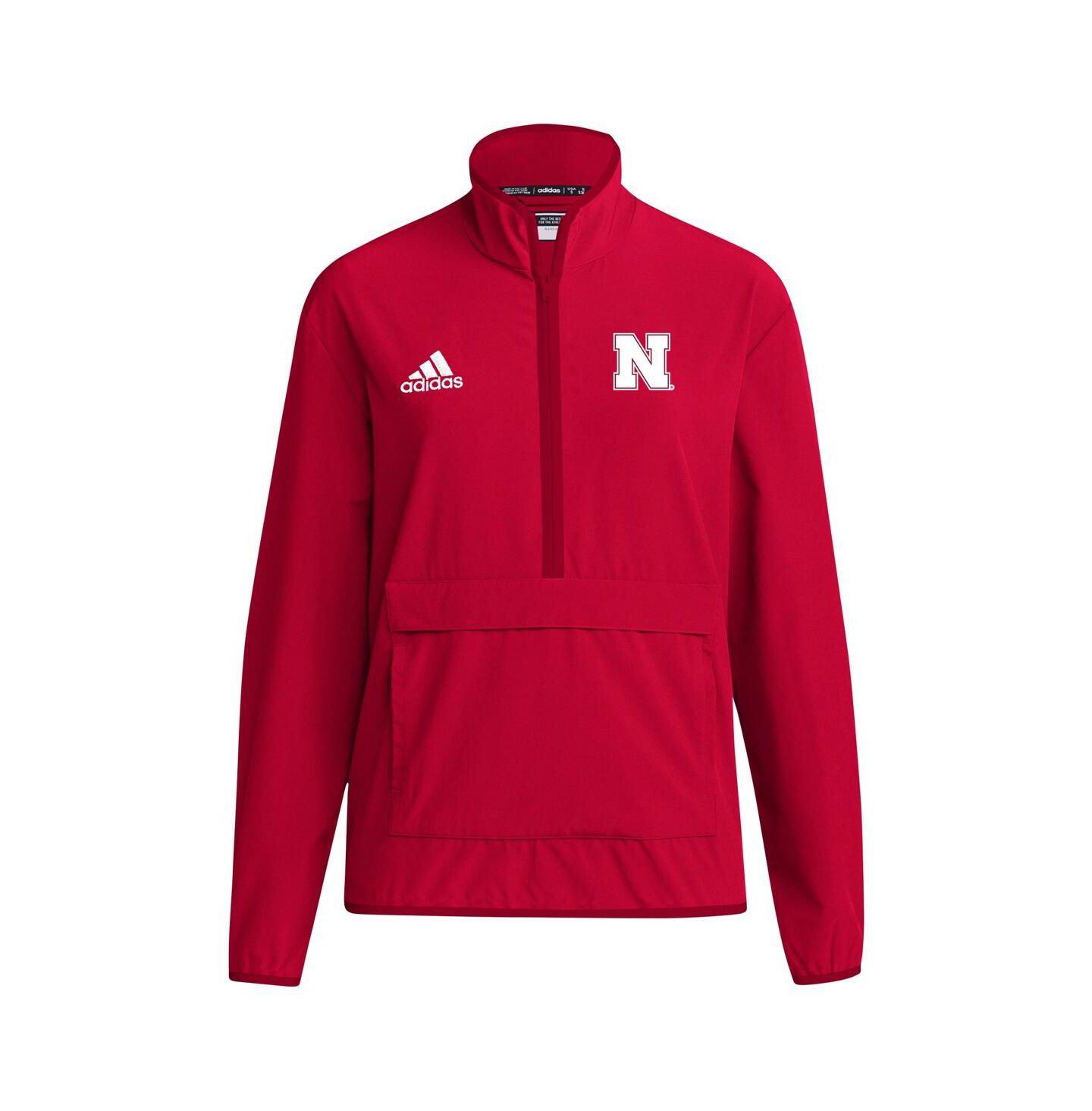 Мужская куртка adidas Scarlet Nebraska Huskers Coaches Sideline Half-Zip — фото 2