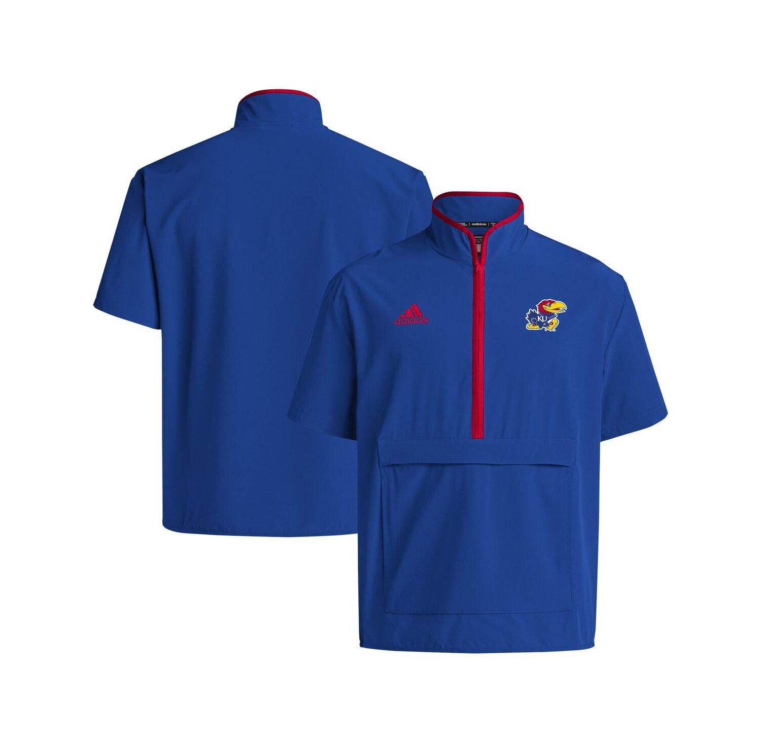 Men's Royal Kansas Jayhawks Coaches Sideline Half-Zip Short Sleeve Jacket