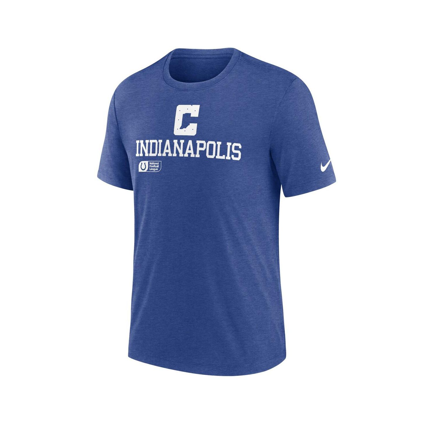 Men's Royal Indianapolis Colts Overlap Lockup Tri-Blend T-Shirt