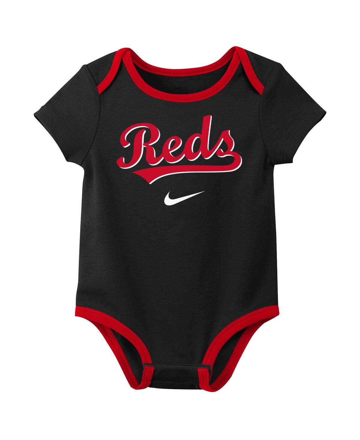 Nike Newborn Baby Boys And Girls Cincinnati Reds Three-pack Bodysuit Set In Multi