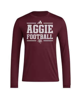 Men's Maroon Texas A M Aggies Locker Football Pre-Game AEROREADY Long Sleeve T-Shirt