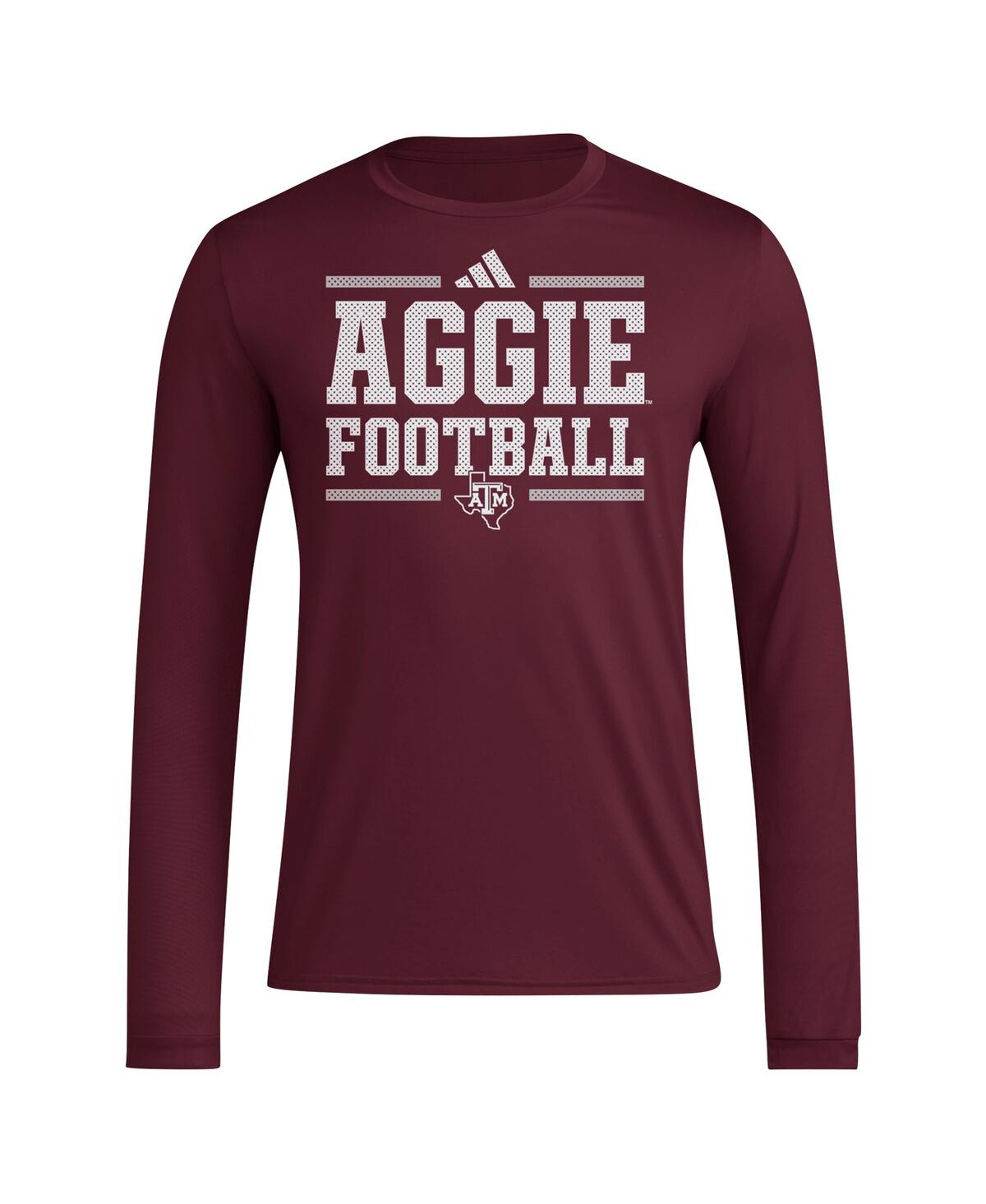 Adidas Men'sTexas A Aggies Locker Football Pre-Game Aeroready Long Sleeve T-Shirt - Maroon
