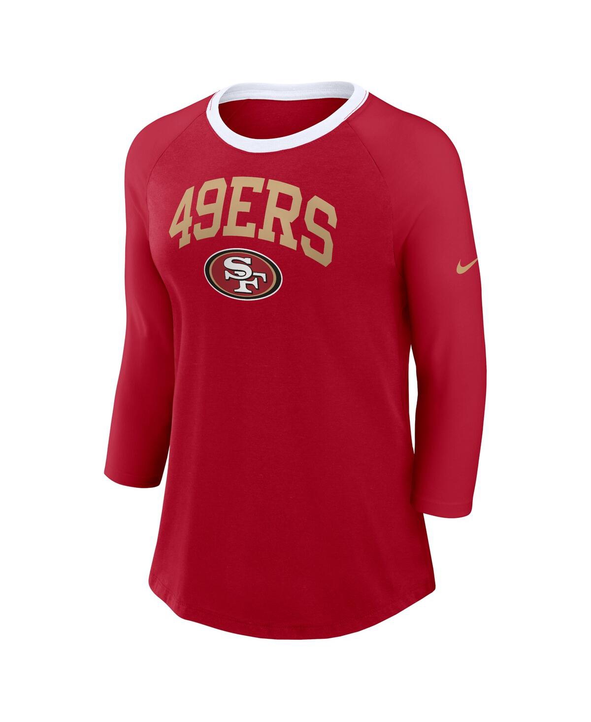 Nike Women's Scarlet San Francisco 49ers Raglan 3/4 Sleeve T-shirt In Scarlet,red