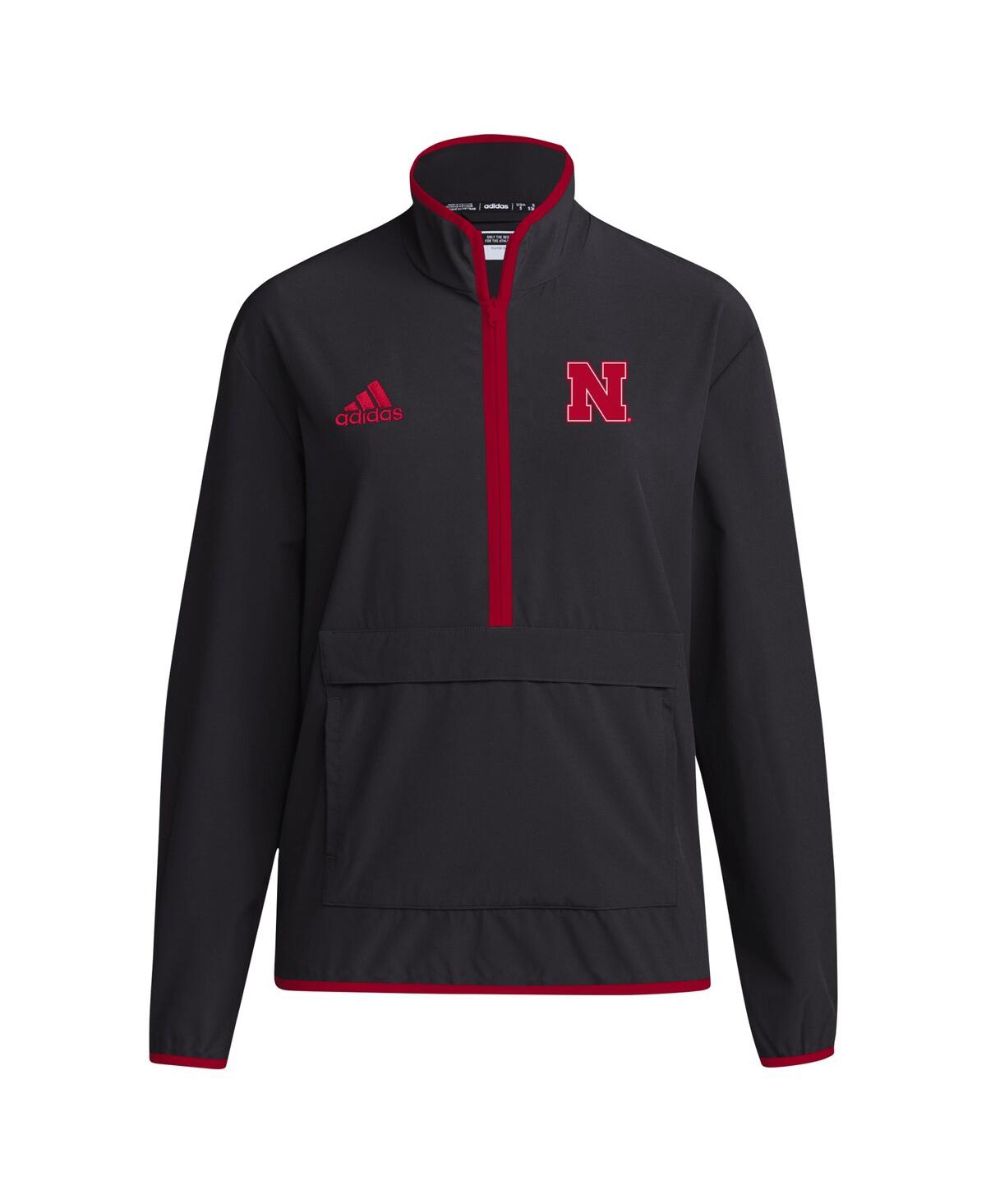 Adidas Men'sNebraska Huskers Coaches Sideline Half-Zip Jacket - Black