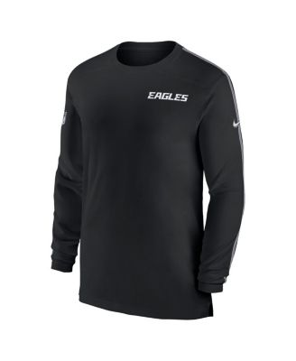 Men's Black Philadelphia Eagles Sideline Coach UV Performance Long Sleeve T-Shirt