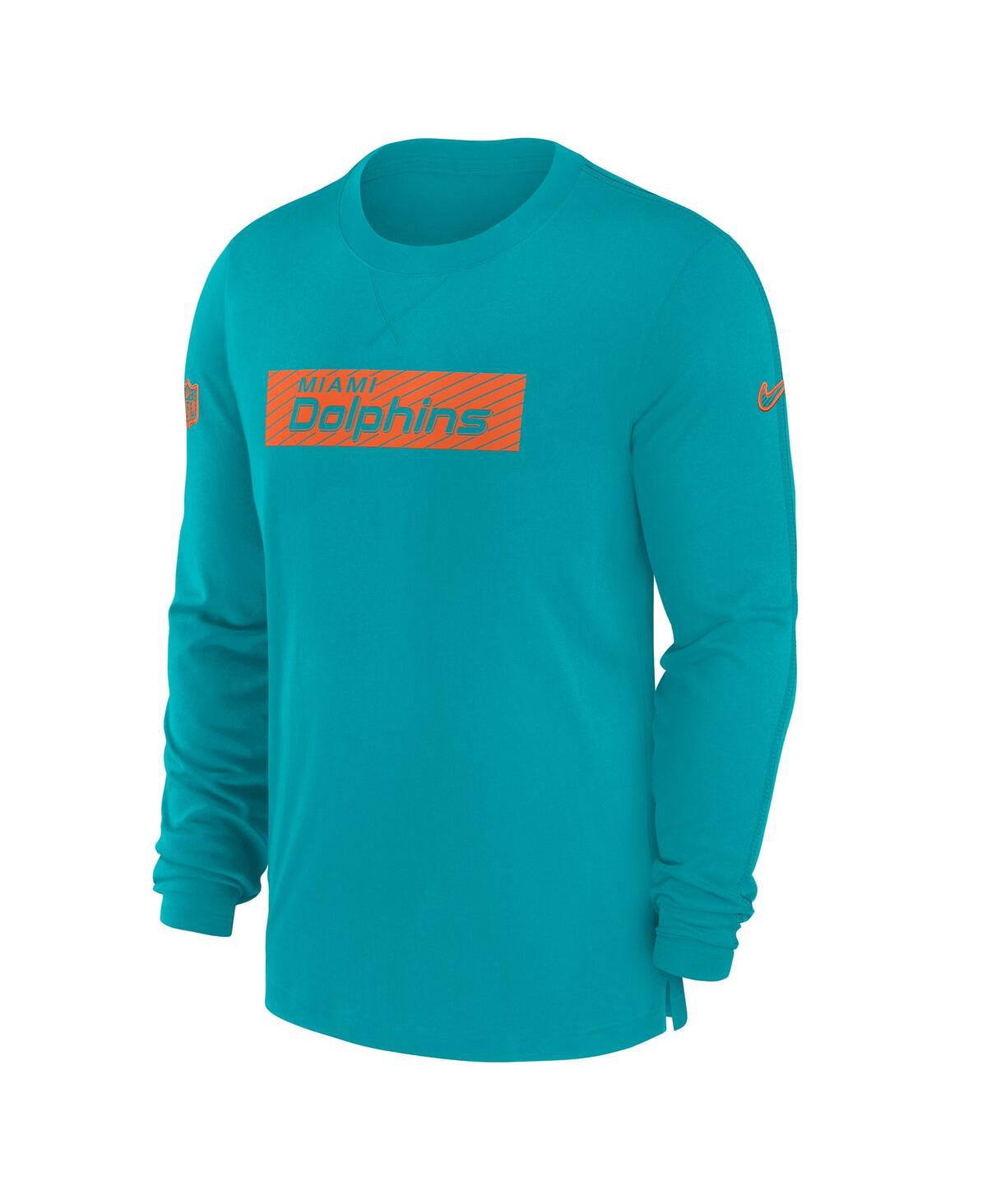 Nike Men'sMiami Dolphins Sideline Player Performance Long Sleeve T-Shirt - Aqua