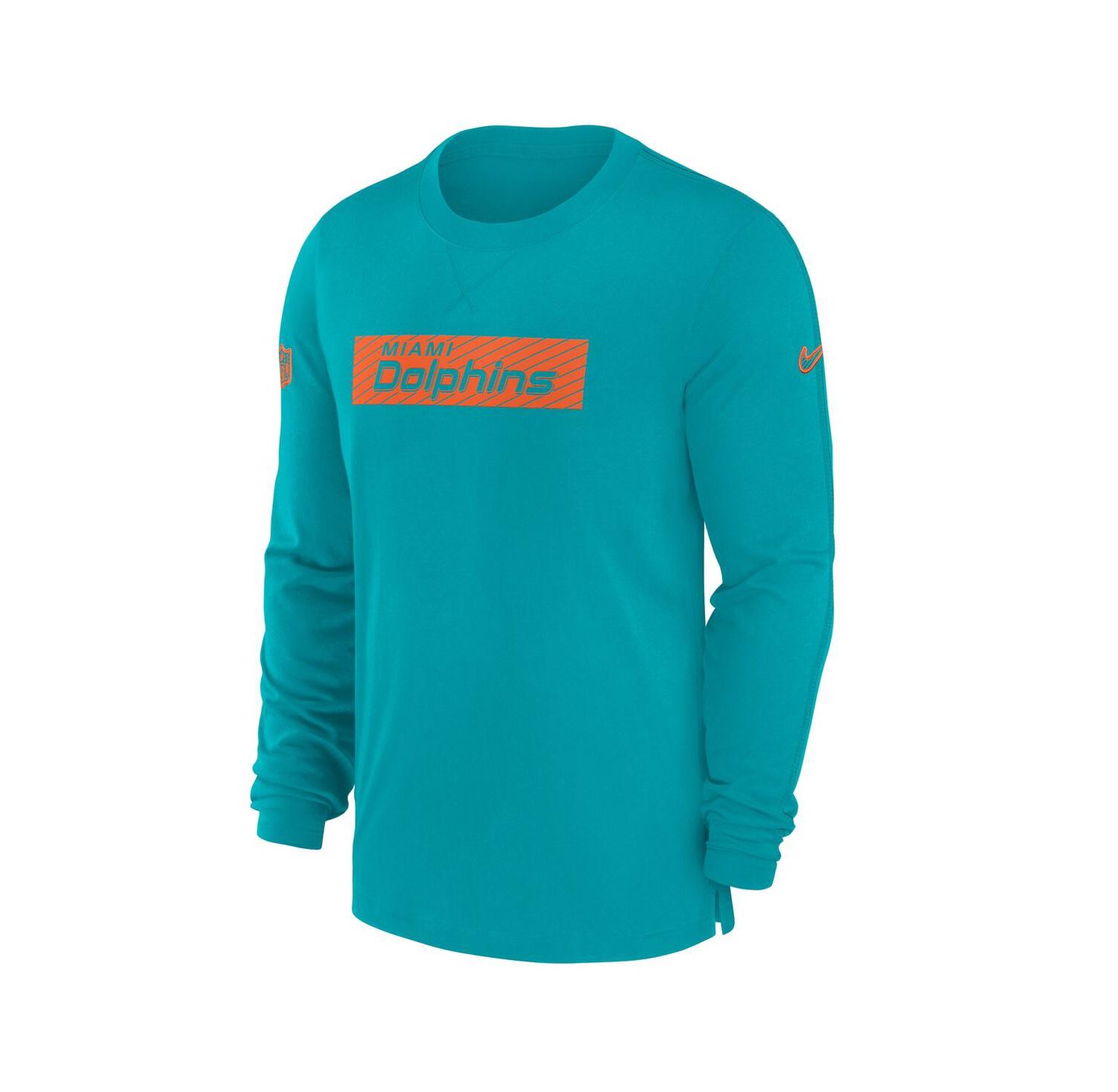 Men's Aqua Miami Dolphins Sideline Player Performance Long Sleeve T-Shirt