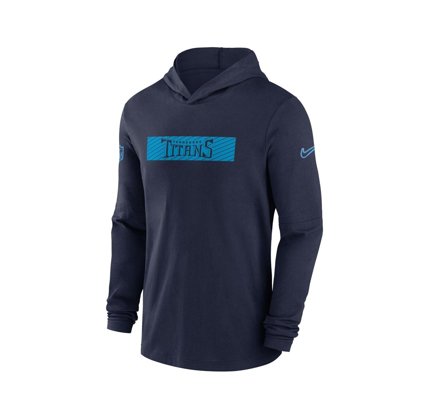 Men's Navy Tennessee Titans Sideline Hoodie Performance Long Sleeve T-Shirt