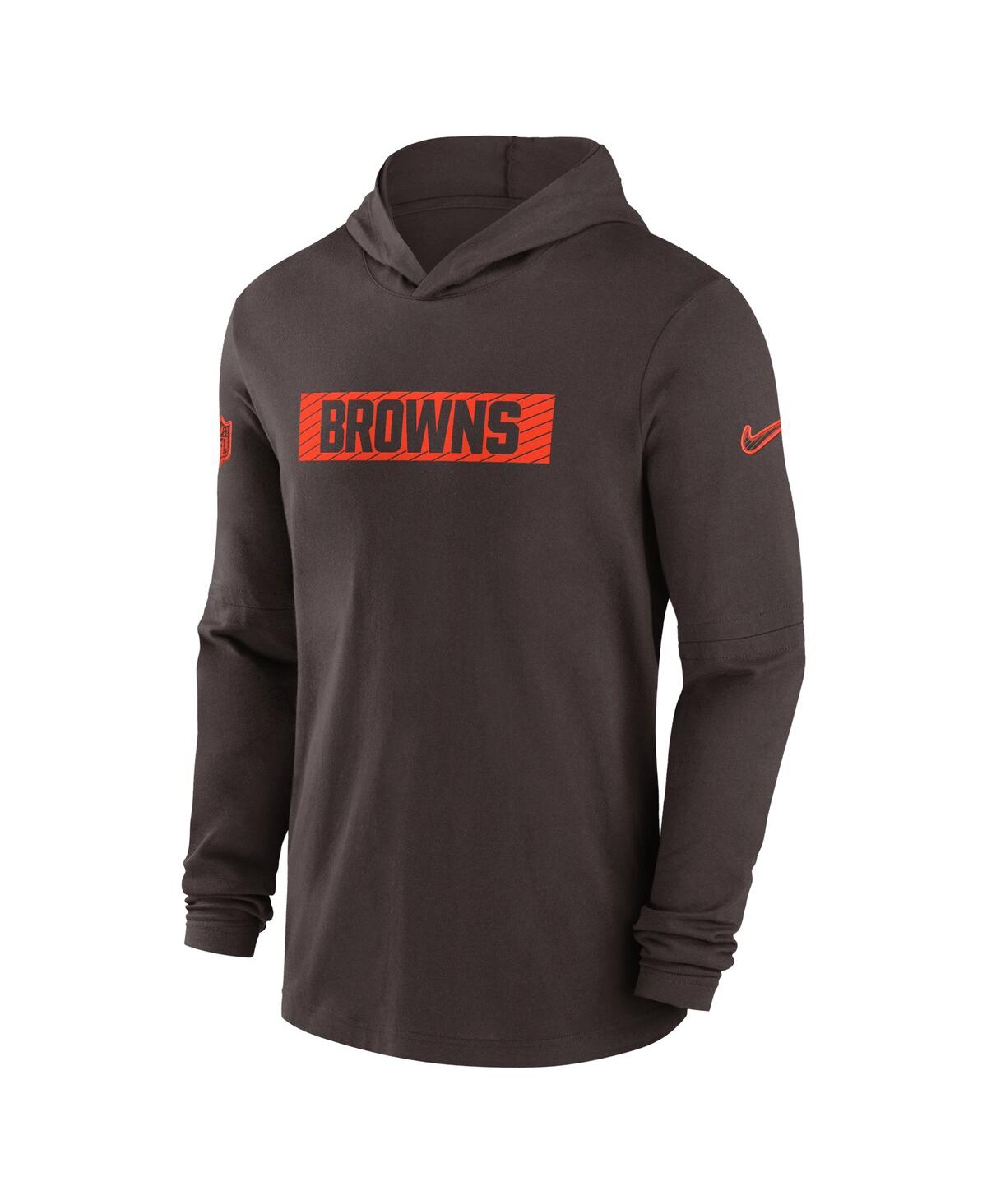 Nike Men's Brown Cleveland Browns Sideline Hoodie Performance Long Sleeve T-shirt In Brown