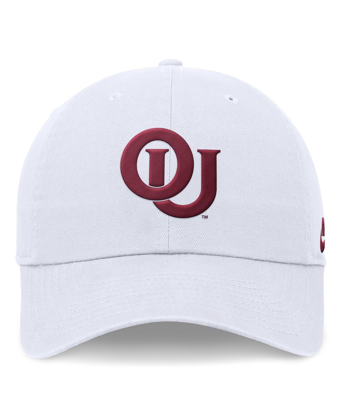 NIKE MEN'S WHITE OKLAHOMA SOONERS LEGACY CLUB PERFORMANCE ADJUSTABLE HAT