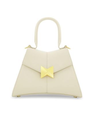 Gold Hardware Detail Angular Top Handle Small Leather Handbag - Macy's