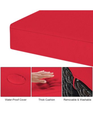 2 Pieces Patio Rattan Ottoman Set with Removable Cushions