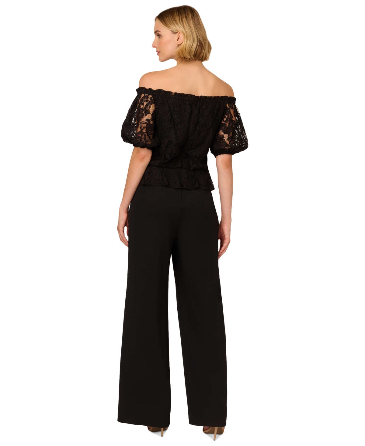 Adrianna Papell Women's Mixed-Media Off-The-Shoulder Jumpsuit
