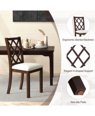 Dining Chair Set of 2 Wood Kitchen Chairs with Upholstered Seat Cushion and Rubber Wood Legs