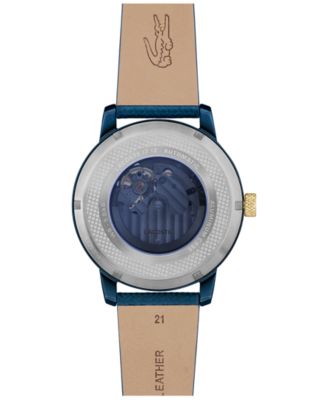 Men's L.12.12 Automatique Blue Leather Strap Watch 44mm