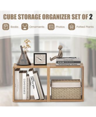 2-Cube Stackable Bookcase Organizer for Living Room and Study