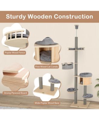 6-tier Floor-to-Ceiling Cat Tree 100-110 Inches Adjustable Height