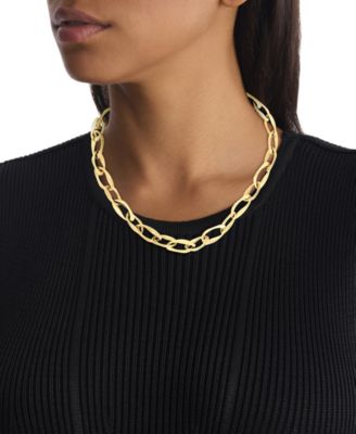 Calvin Klein Pav Sculpted Link Collar Necklace 16-78 2 extender 22890₽