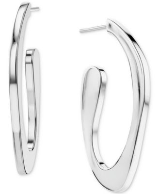 Medium Pav&eacute; Sculpted Elongated Hoop Earrings