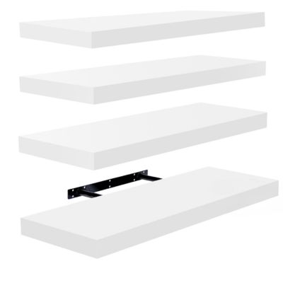 24 x 9 Inch 4 Pack Wall Mounted Floating Wood Shelves - for Bedroom, Kitchen, Living Room, Bathroom
