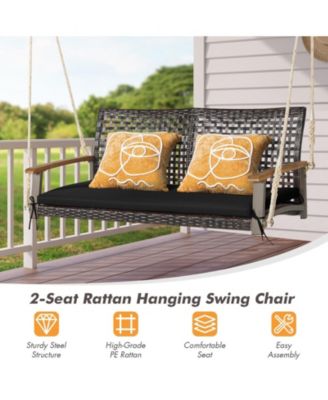 2-Person Rattan Hanging Porch Swing Chair