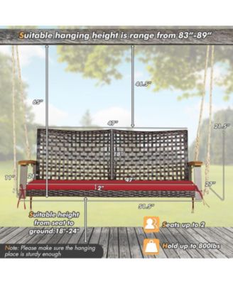 2-Person Rattan Hanging Porch Swing Chair