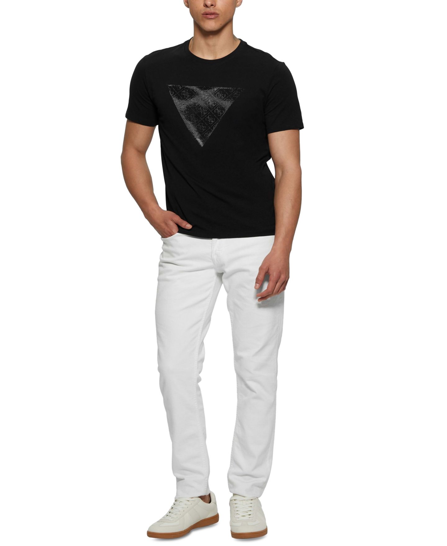 Мужская футболка GUESS Eco Triangle Crewneck, цвет: Угольно-чёрный — фото 7