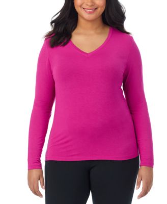 Cuddl Duds - Plus Size Softwear Stretch V-Neck Top