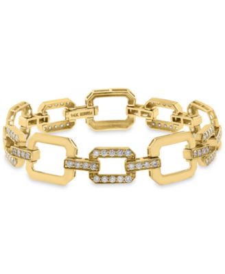 EFFY&reg; Diamond & Polished Octagon Link Bracelet (2-5/8 ct. t.w.) in 14k Gold